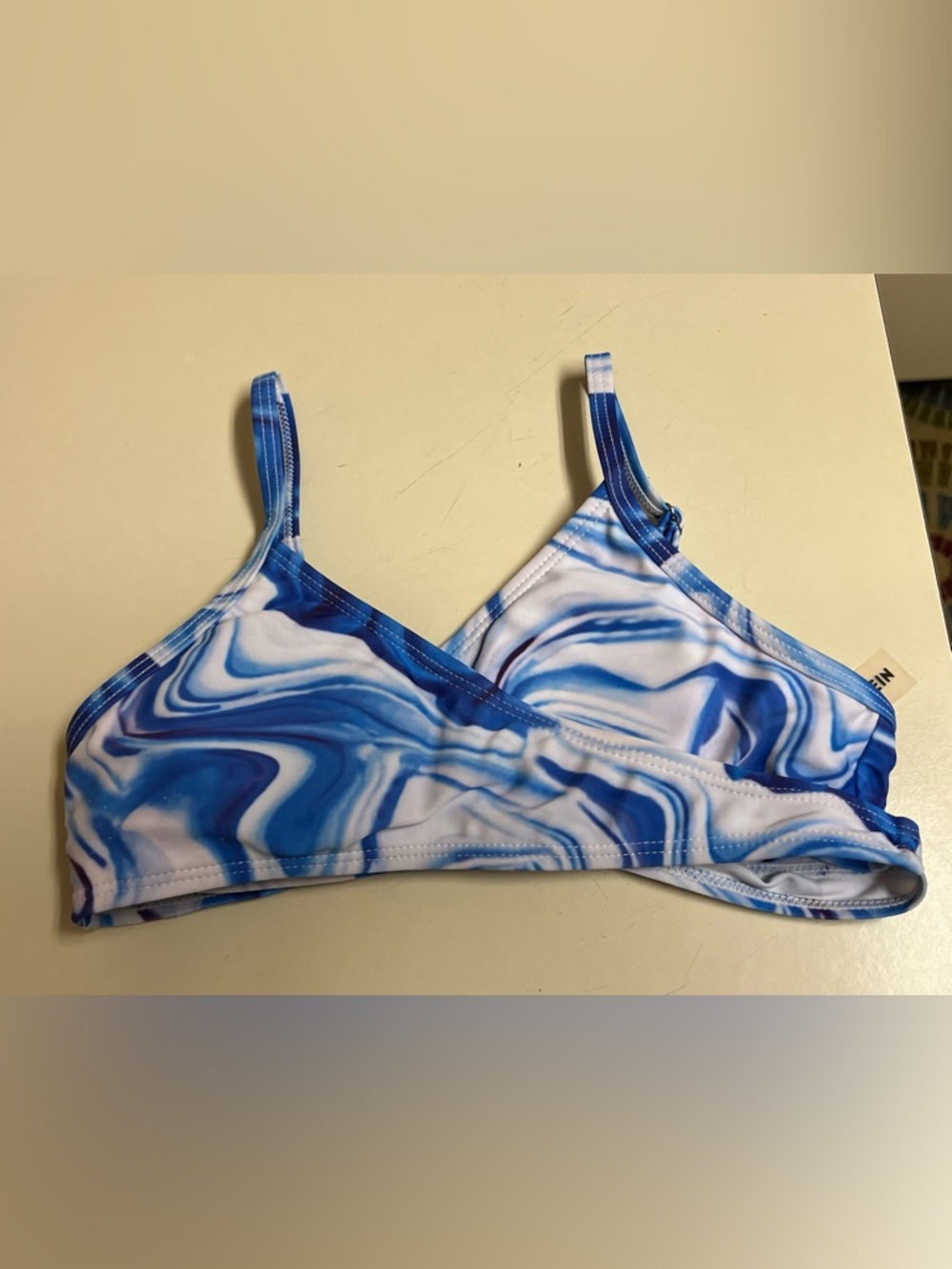 Shein Girl’s Blue and White Bikini Top - Size 9 - 10 - VGUC